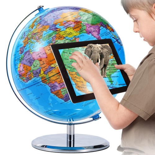 Metal large world globe - ar,